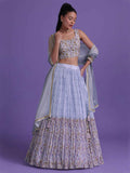 Wonderful Blue Sequins Net Engagement Wear Lehenga Choli - Zeel Clothing