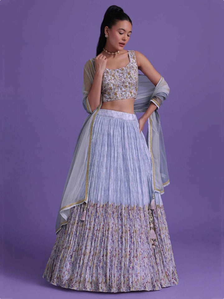 Wonderful Blue Sequins Net Engagement Wear Lehenga Choli - Zeel Clothing