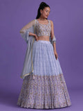 Wonderful Blue Sequins Net Engagement Wear Lehenga Choli - Zeel Clothing