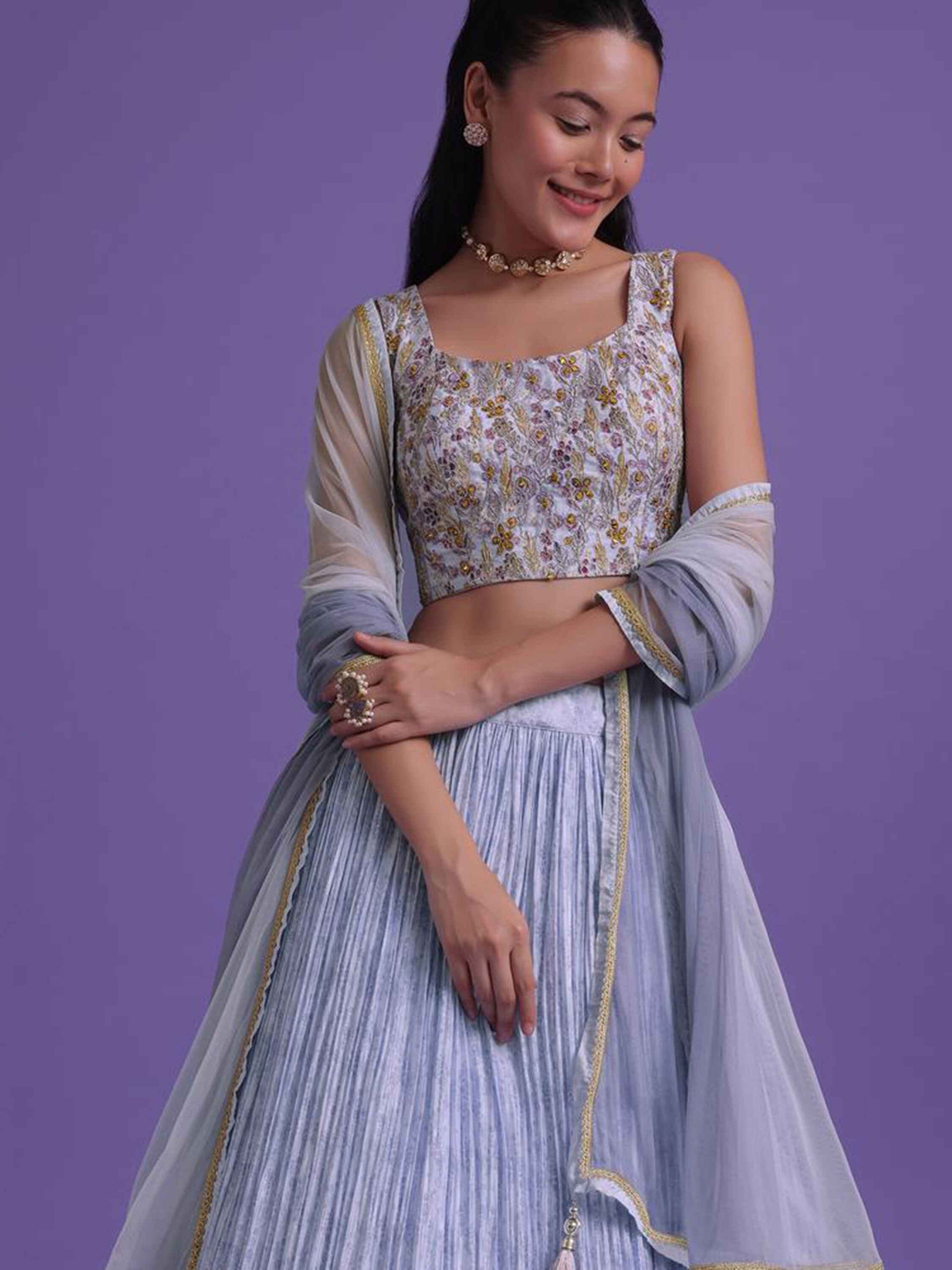 Wonderful Blue Sequins Net Engagement Wear Lehenga Choli - Zeel Clothing