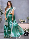 Wonderful Bottle Green Shibori Printed Chiffon Mehendi Wear Saree With Blouse - Zeel Clothing