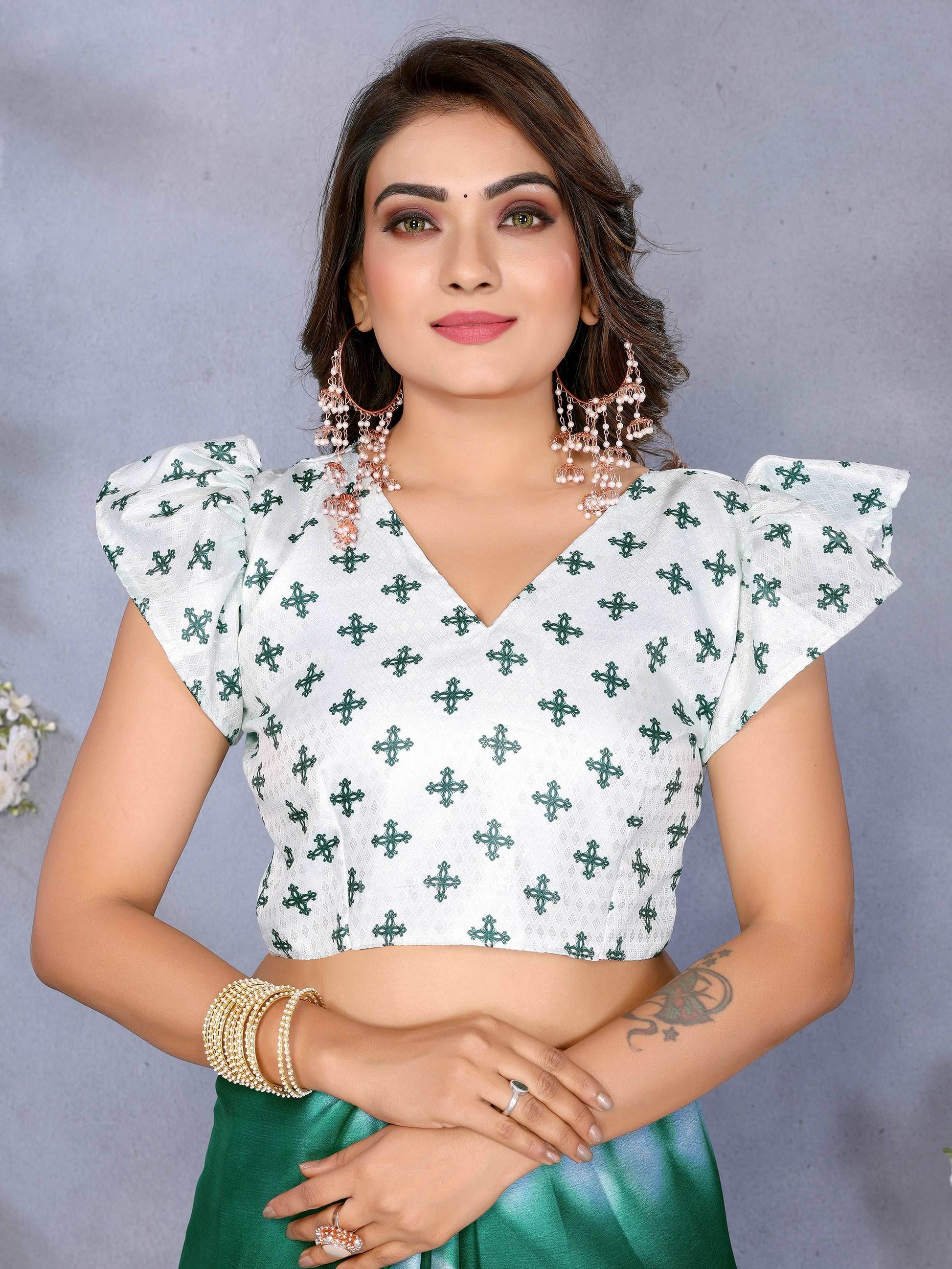 Wonderful Bottle Green Shibori Printed Chiffon Mehendi Wear Saree With Blouse - Zeel Clothing