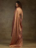 Wonderful Brown Border Work Satin Reception Wear Pre-Stitched Saree - Zeel Clothing