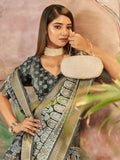 Wonderful Carbon Grey Digital Printed Dola Silk Daily Wear Saree With Blouse - Zeel Clothing