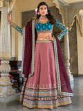 Wonderful Dusty Pink Thread Work Silk Bridesmaid Lehenga Choli - Zeel Clothing
