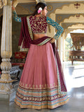 Wonderful Dusty Pink Thread Work Silk Bridesmaid Lehenga Choli - Zeel Clothing