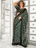 Wonderful Green Digital Printed Satin Festival Wear Saree With Blouse - Zeel Clothing