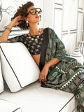Wonderful Green Digital Printed Satin Festival Wear Saree With Blouse - Zeel Clothing
