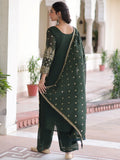 Wonderful Green Embroidered Georgette Mehendi Wear Pant Suit