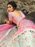 Wonderful Green Floral Thread Embroidered Net Wedding Wear Lehenga Choli - Zeel Clothing