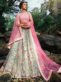 Wonderful Green Floral Thread Embroidered Net Wedding Wear Lehenga Choli - Zeel Clothing