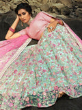 Wonderful Green Floral Thread Embroidered Net Wedding Wear Lehenga Choli - Zeel Clothing