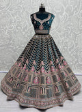 Wonderful Green Multi-Thread Word Velvet Bridal Lehenga Choli - Zeel Clothing