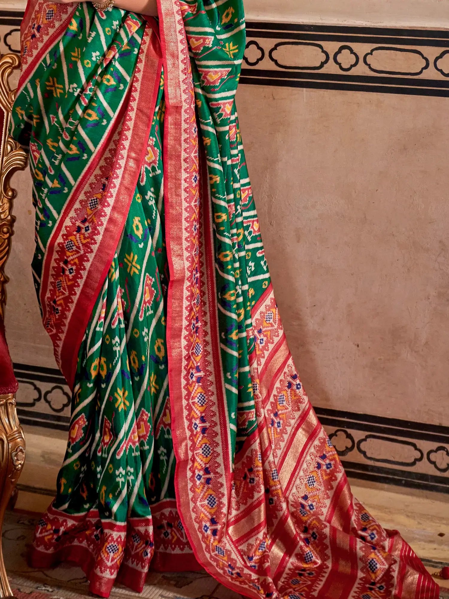 Wonderful Green Patola Printed Silk Event Wear Saree With Blouse - Zeel Clothing