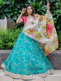 Wonderful Blue Sequins Art Silk Lehenga Choli With Printed Dupatta