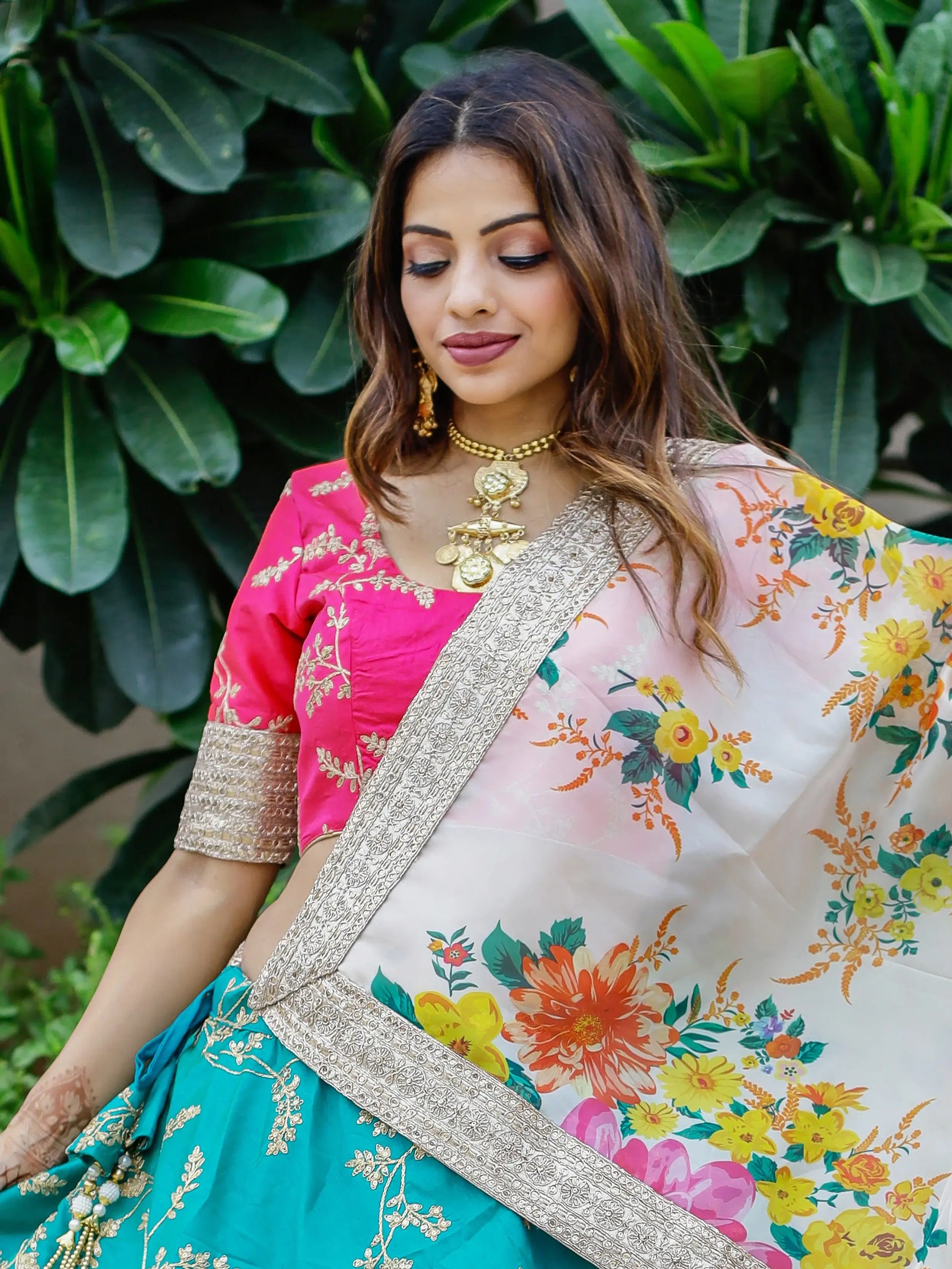 Wonderful Green Sequins Art Silk Lehenga Choli With Printed Dupatta - Zeel Clothing