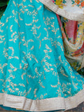 Wonderful Blue Sequins Art Silk Lehenga Choli With Printed Dupatta
