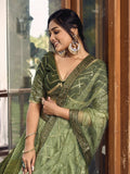 Wonderful Green Sequins Chinon Mehendi Wear Lehenga Choli - Zeel Clothing