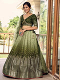 Wonderful Green Sequins Chinon Mehendi Wear Lehenga Choli - Zeel Clothing