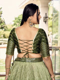 Wonderful Green Sequins Chinon Mehendi Wear Lehenga Choli - Zeel Clothing