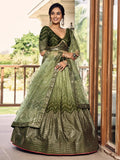 Wonderful Green Sequins Chinon Mehendi Wear Lehenga Choli - Zeel Clothing