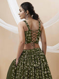 Wonderful Green Sequins Georgette Mehendi Wear Lehenga Choli - Zeel Clothing