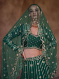 Wonderful Green Sequins Silk Engagement Wear Lehenga Choli - Zeel Clothing