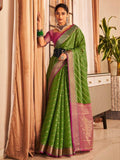 Wonderful Green Zari Banarasi Silk Designer Saree With Blouse - Zeel Clothing