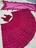 Wonderful Hot Pink Thread Embroidered Silk Lehenga Choli With Dupatta
