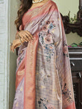 Wonderful Lavender Floral Printed Silk Traditional Saree With Blouse - Zeel Clothing