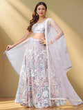 Wonderful Lavender Sequins Net Designer Lehenga Choli With Dupatta - Zeel Clothing
