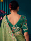 Wonderful Light Green Embroidered Kanjivaram Silk Designer Saree With Blouse - Zeel Clothing