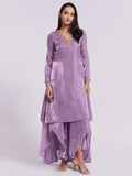 Wonderful Lilac Organza Designer Kurta With Palazzo Set - Zeel Clothing