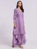 Wonderful Lilac Organza Designer Kurta With Palazzo Set - Zeel Clothing