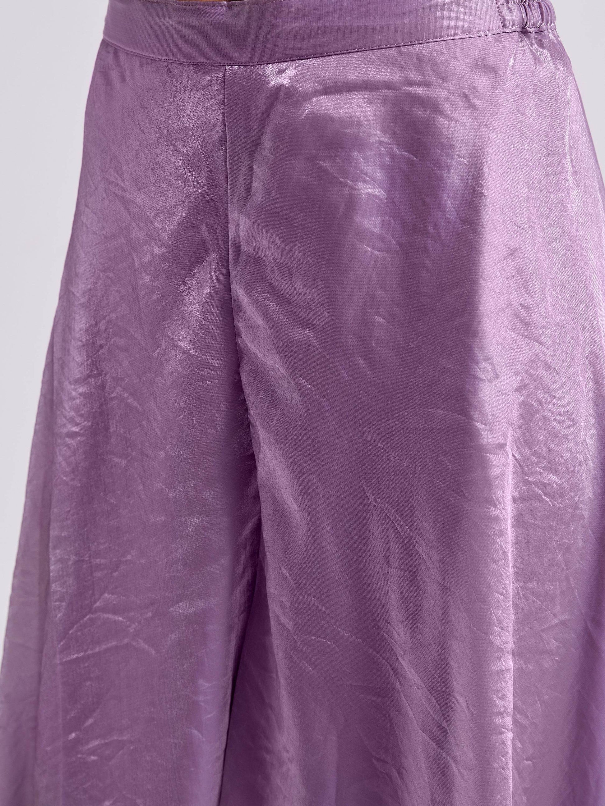 Wonderful Lilac Organza Designer Kurta With Palazzo Set - Zeel Clothing