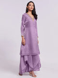 Wonderful Lilac Organza Designer Kurta With Palazzo Set - Zeel Clothing