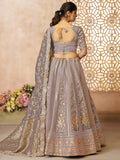 Wonderful Lilac Zari Embroidered Tissue Silk Wedding Lehenga Choli - Zeel Clothing