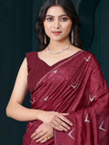 Wonderful Maroon Diamond Work Crepe Silk Wedding Wear Saree - Zeel Clothing