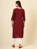 Wonderful Maroon Thread Embroidery Rayon Office Wear Kurti - Zeel Clothing