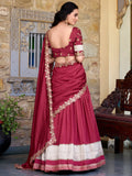 Wonderful Maroon Zari Weaving Silk Wedding Lehenga Choli With Dupatta - Zeel Clothing