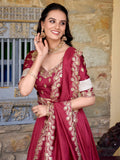 Wonderful Maroon Zari Weaving Silk Wedding Lehenga Choli With Dupatta - Zeel Clothing