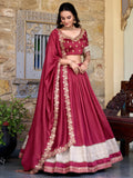 Wonderful Maroon Zari Weaving Silk Wedding Lehenga Choli With Dupatta - Zeel Clothing