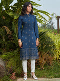 Wonderful Navy Blue Mukaish Work Cotton Casual Wear Kurti - Zeel Clothing