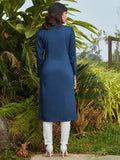 Wonderful Navy Blue Mukaish Work Cotton Casual Wear Kurti - Zeel Clothing
