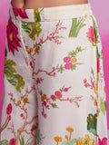 Wonderful Off-White Floral Printed Organza Silk Party Wear Co-Ord Set - Zeel Clothing