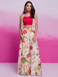 Wonderful Off-White Floral Printed Organza Silk Party Wear Co-Ord Set - Zeel Clothing