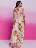 Wonderful Off-White Floral Printed Organza Silk Party Wear Co-Ord Set - Zeel Clothing