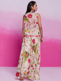 Wonderful Off-White Floral Printed Organza Silk Party Wear Co-Ord Set - Zeel Clothing