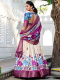 Wonderful Off-White Kalamkari Printed Silk Navratri Wear Lehenga Choli - Zeel Clothing