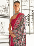 Wonderful Olive Green Printed Satin Traditional Saree With Blouse - Zeel Clothing
